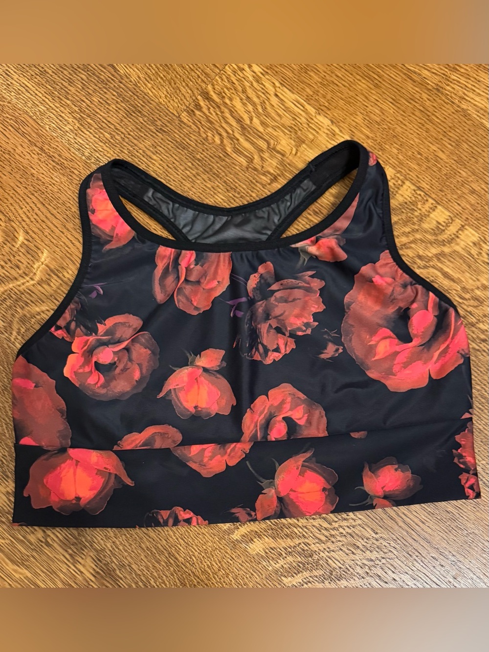 Victoria Sport Floral High-Neck Sports Bra - size Large.